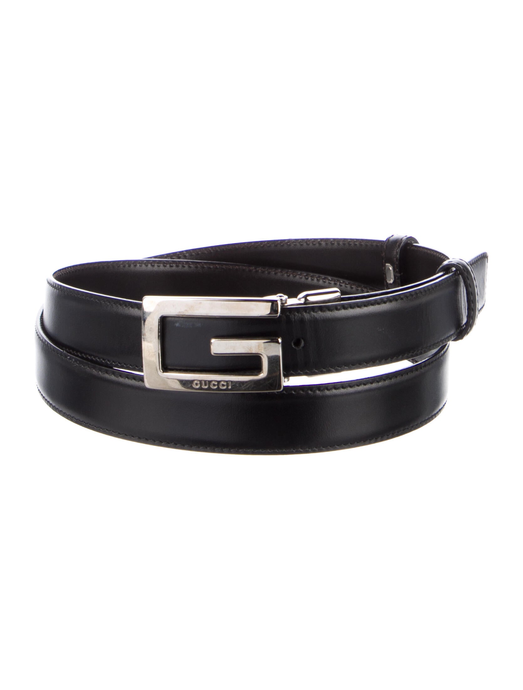 Gucci Skinny Leather Belt Kit Black Belts, Accessories GUC1082576