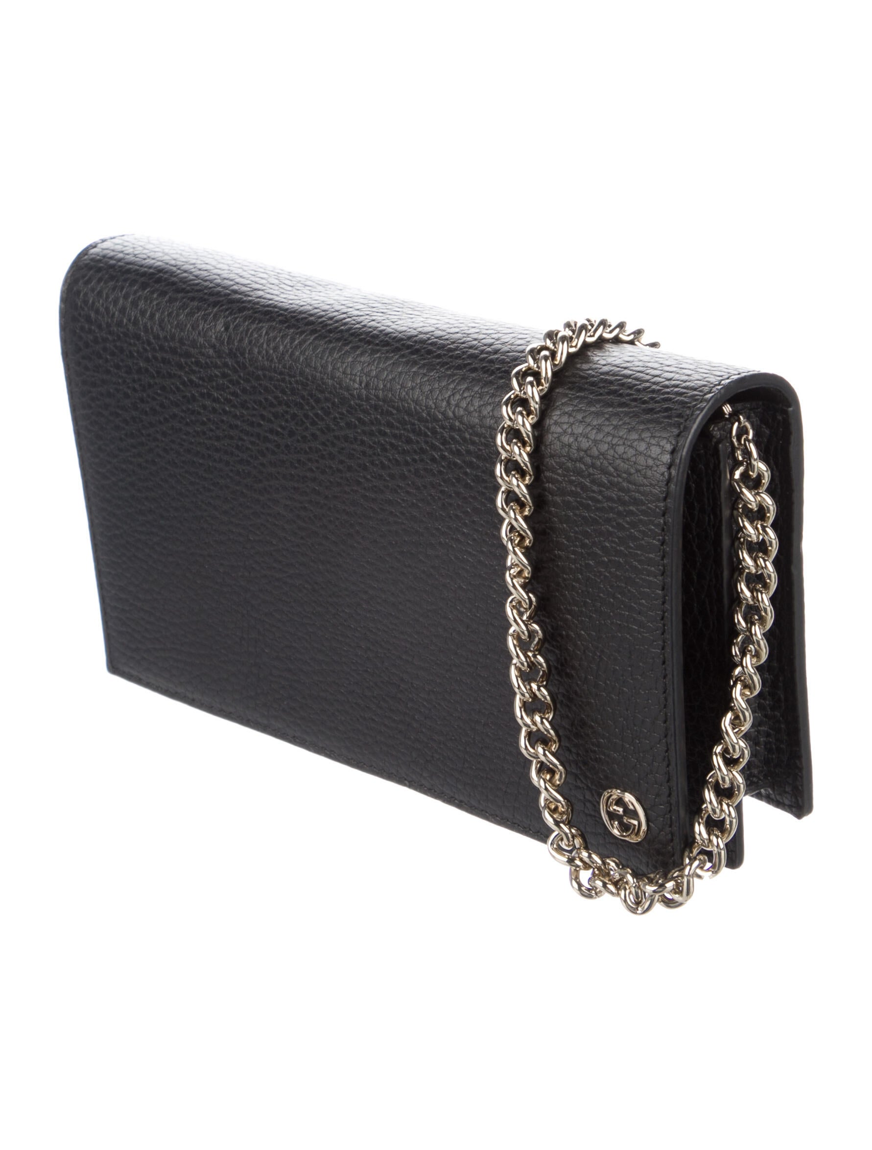 Gucci Interlocking GG Wallet On Chain Black Shoulder Bags, Handbags