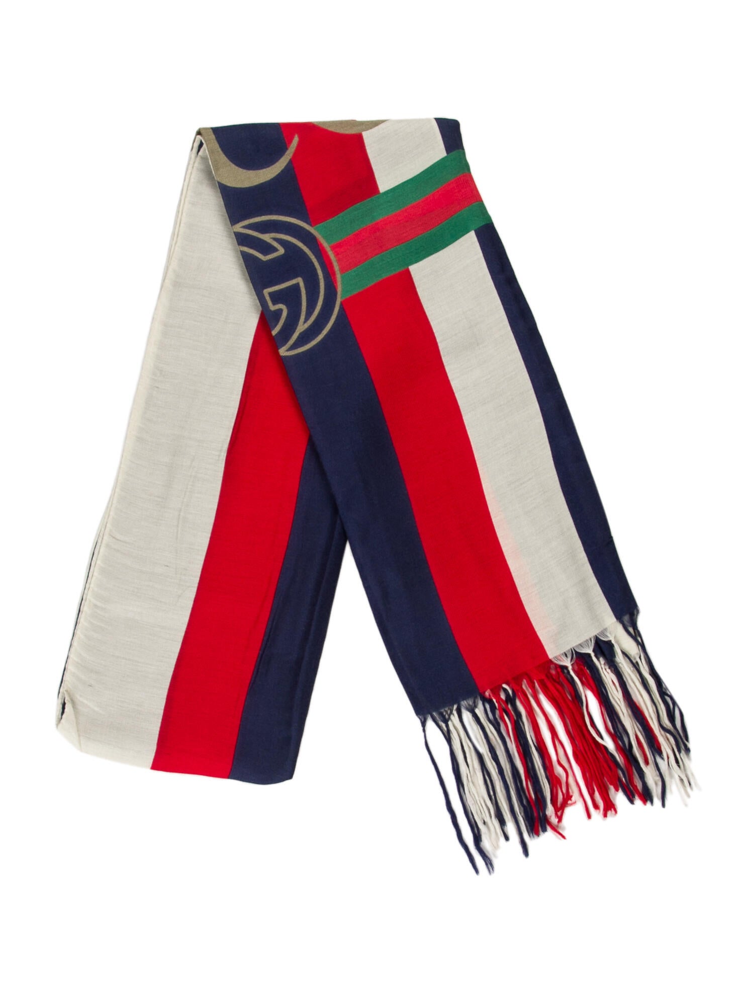 Gucci Wool Interlocking G Logo Scarf Blue Scarves and Shawls