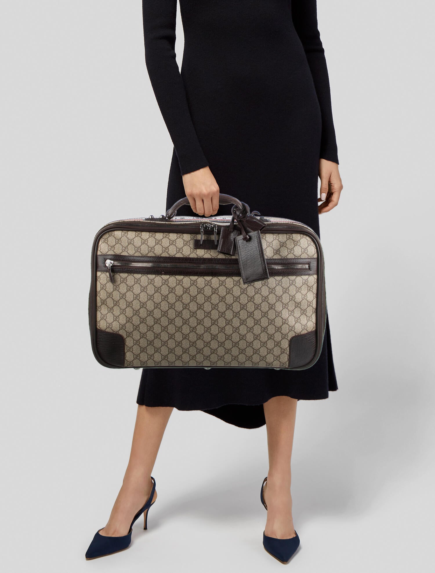 Gucci Monogram Trimmed Travel Bag Brown Luggage and Travel