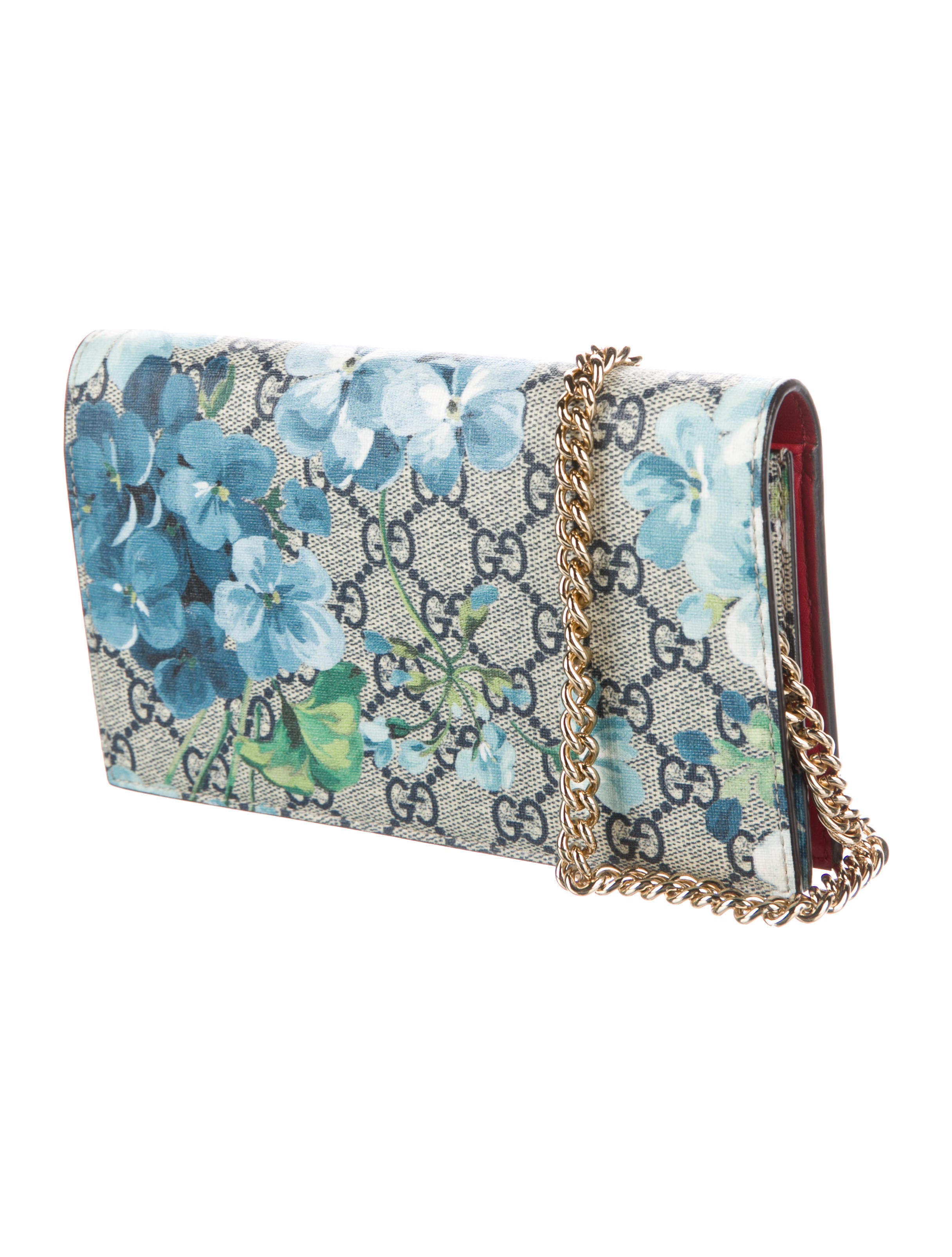 Gucci GG Supreme Blooms Wallet On Chain Bag Crossbody Bags, Handbags