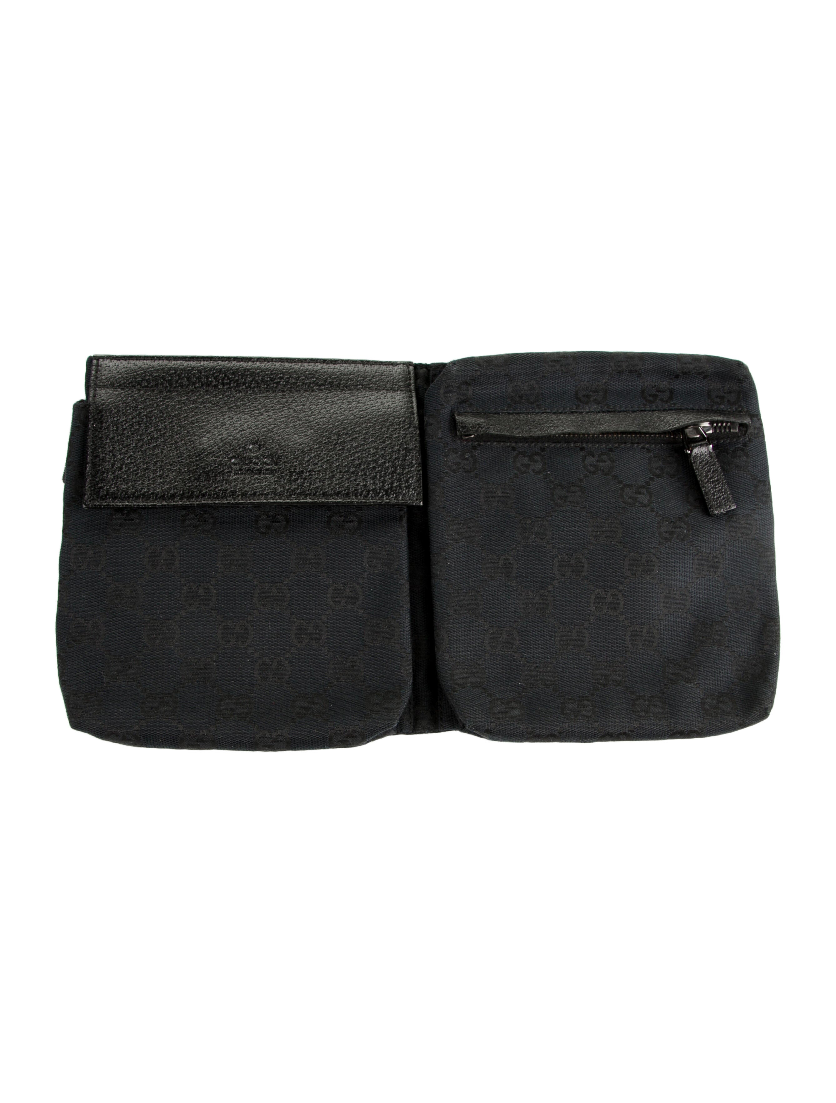 Gucci GG Canvas Double Waist Bag Black Waist Bags, Handbags