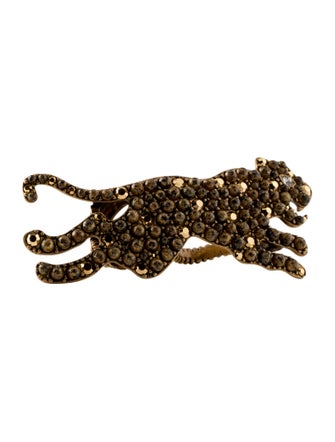 Gucci Crystal & Bead Panther Double Finger Cocktail Ring