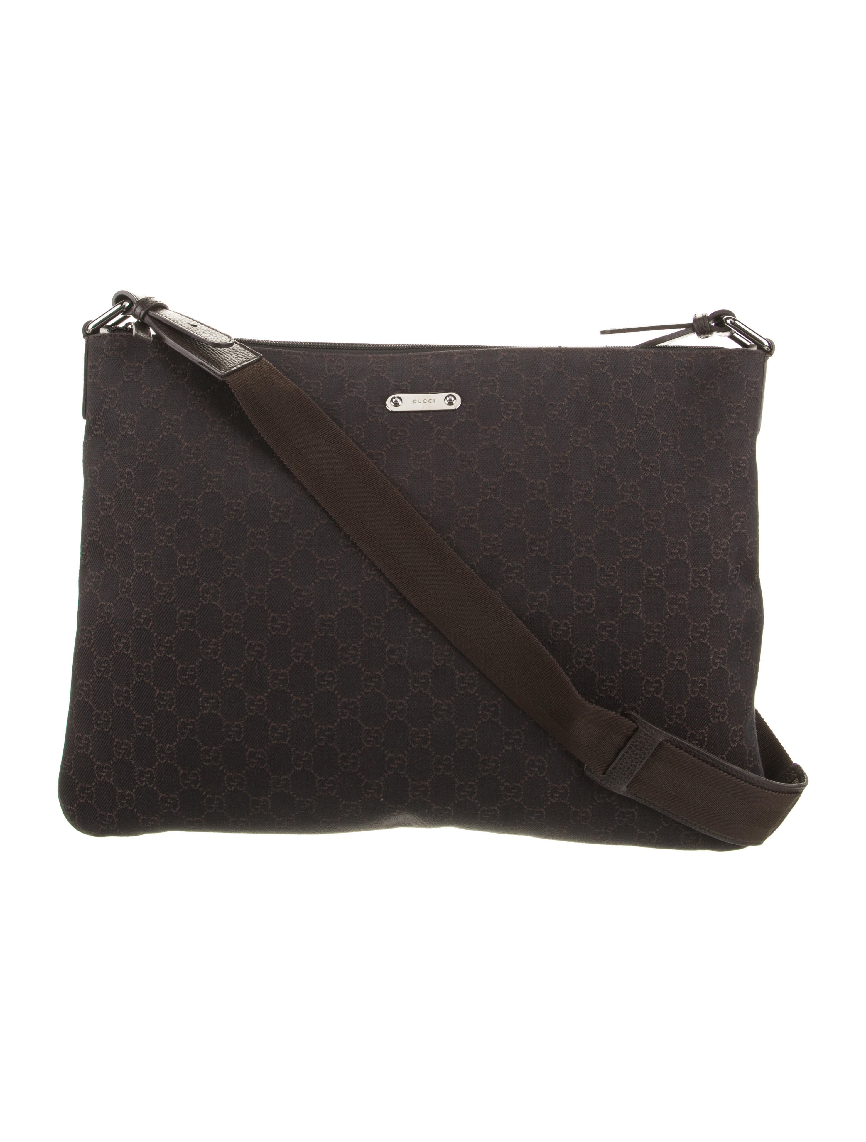 Gucci Large GG Denim Messenger Bag Brown Messenger Bags, Bags