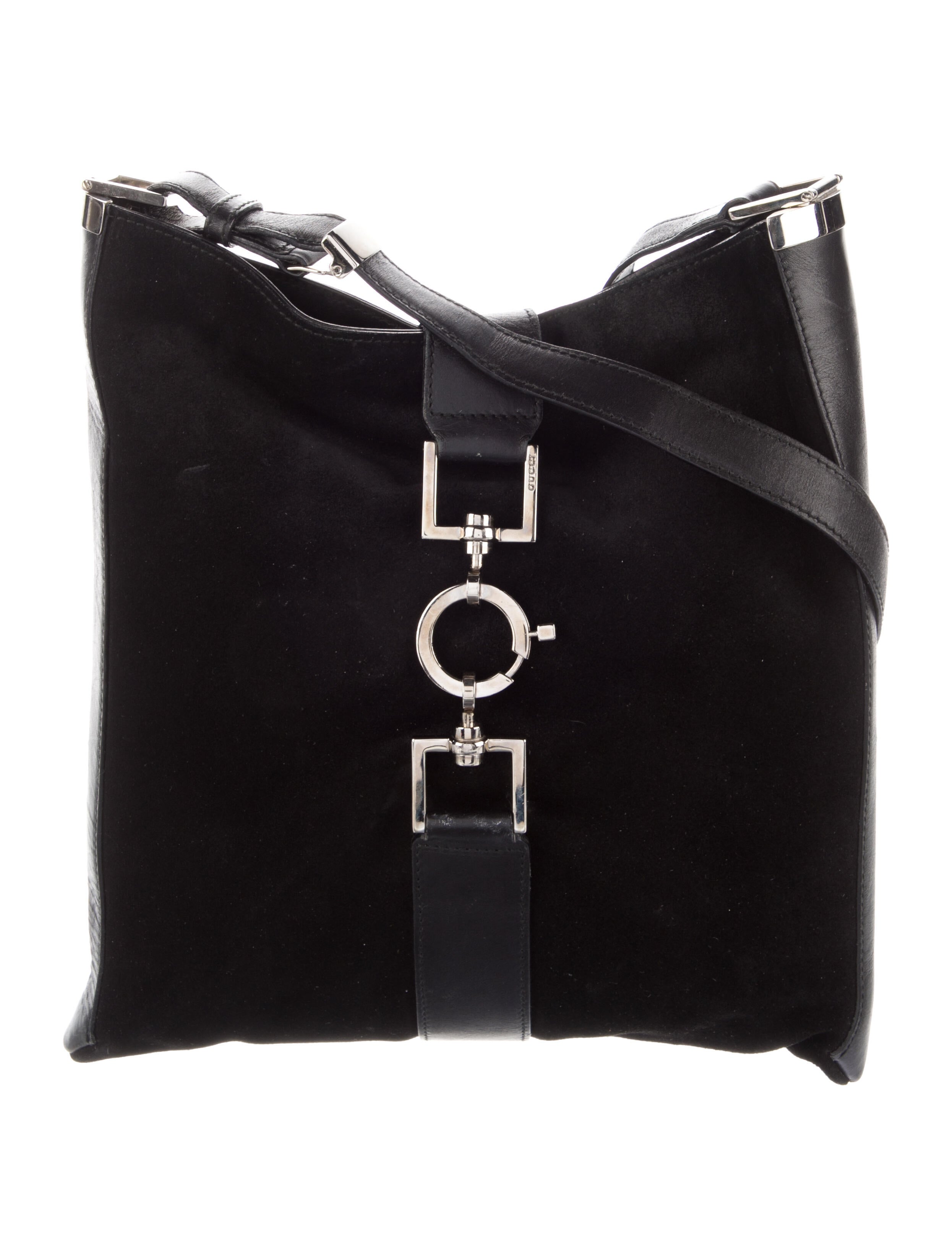 Gucci Vintage Suede Crossbody Bag Black Shoulder Bags, Handbags