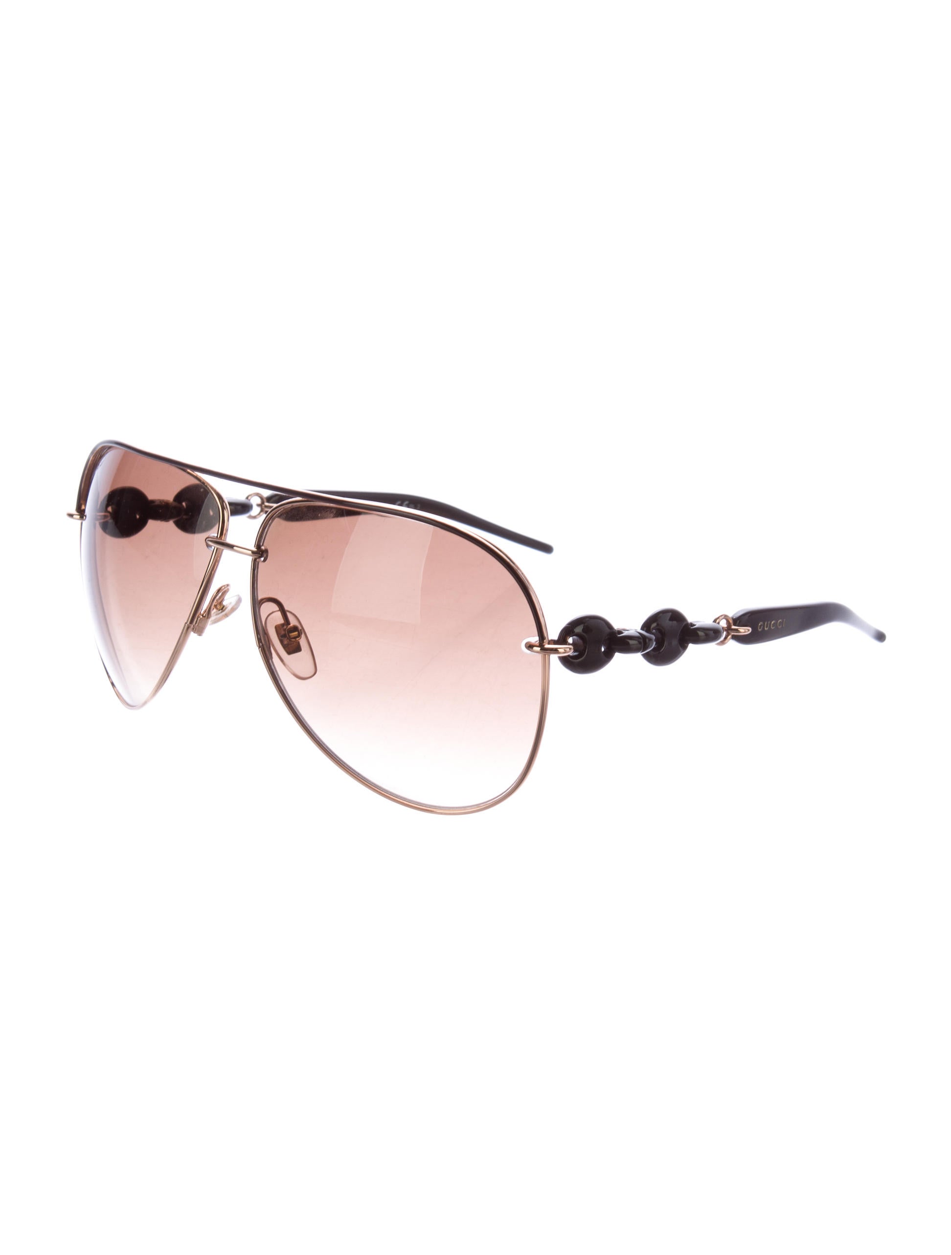 Gucci Chain Link Aviator Sunglasses Brown Sunglasses, Accessories