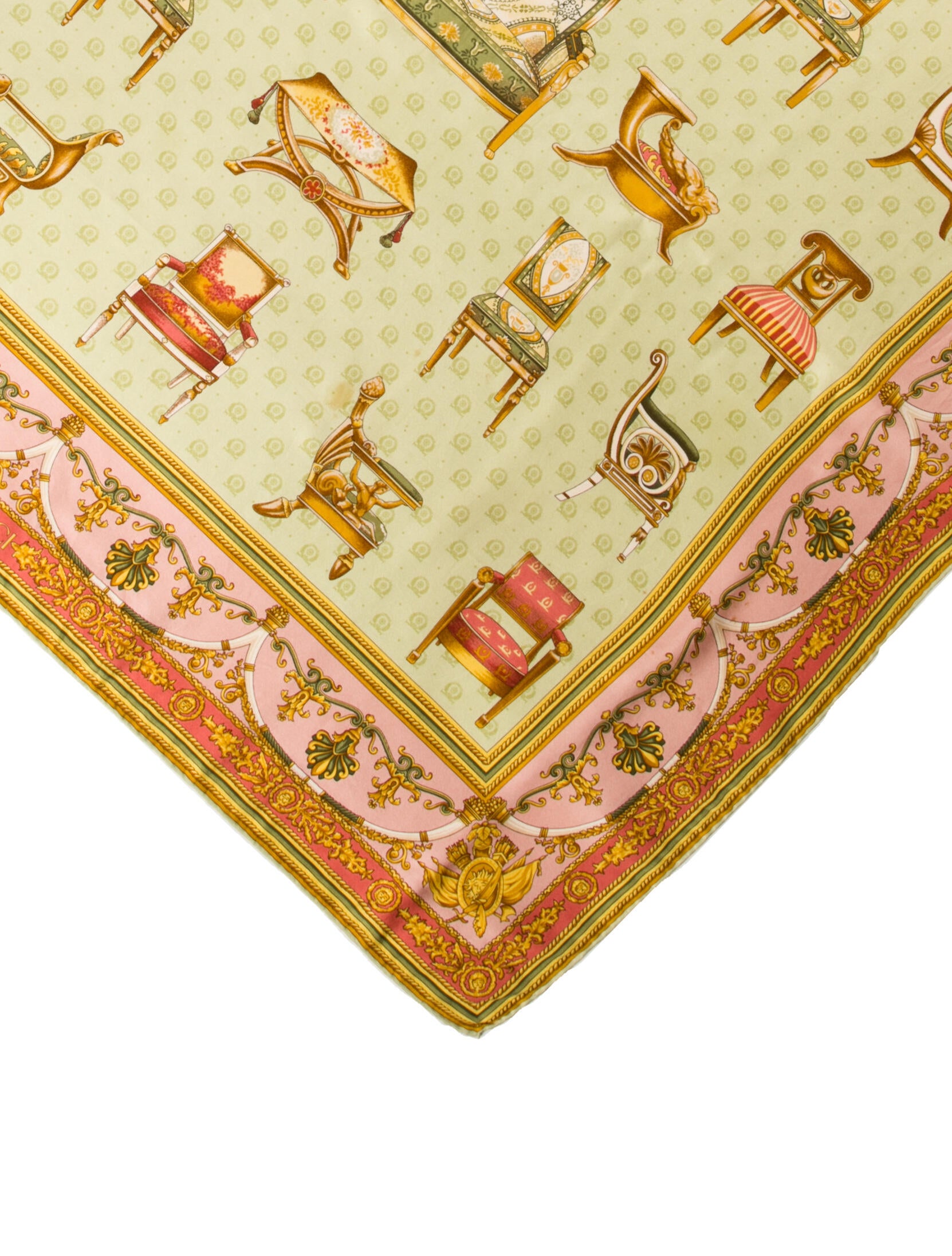 Gucci Floral Print Silk Scarf Green Scarves and Shawls, Accessories