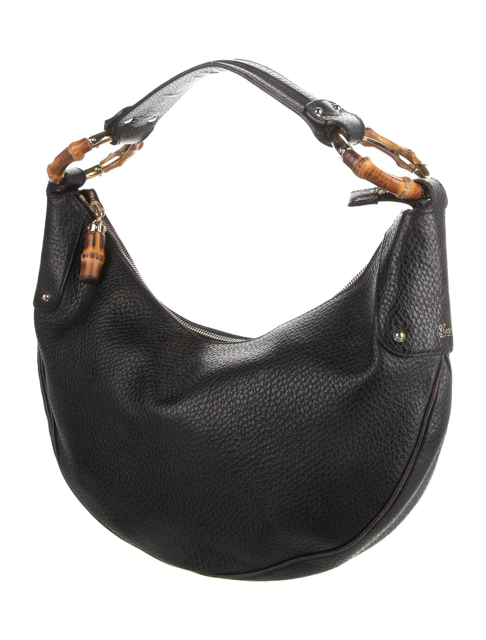 Gucci Bamboo Saddle Half Moon Hobo Bag Black Hobos, Handbags