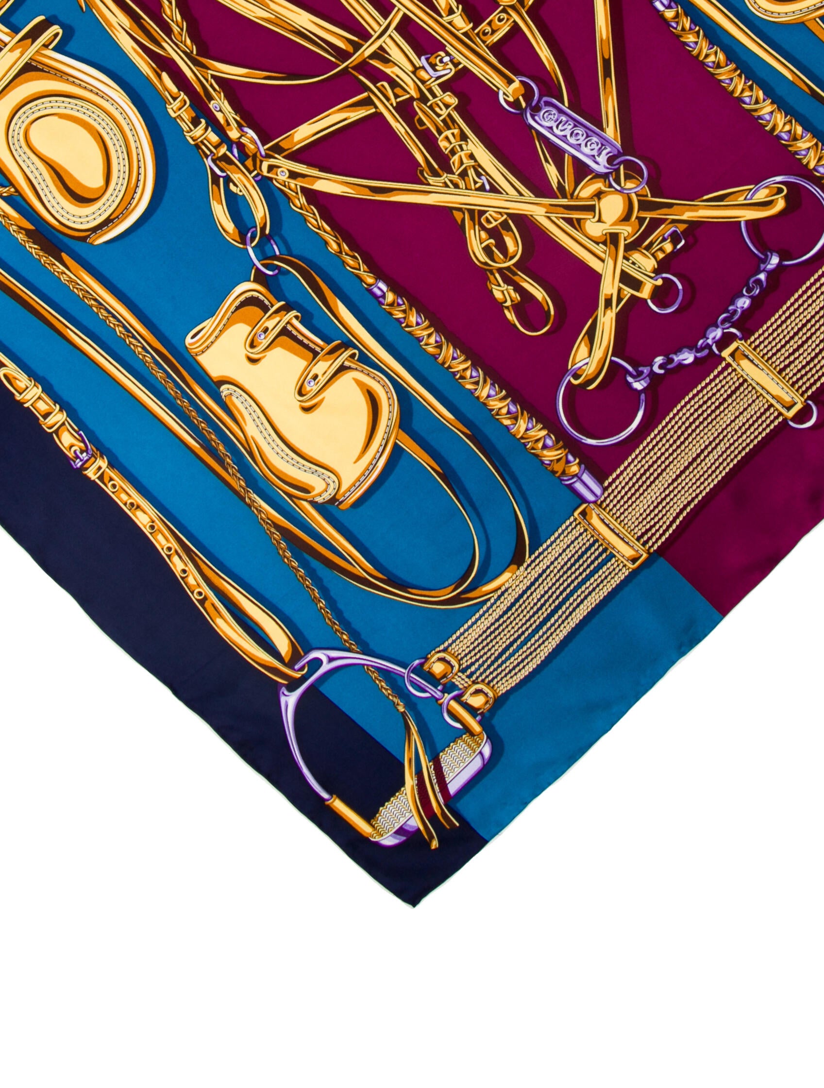 Gucci Silk Printed Scarf Blue Scarves and Shawls, Accessories