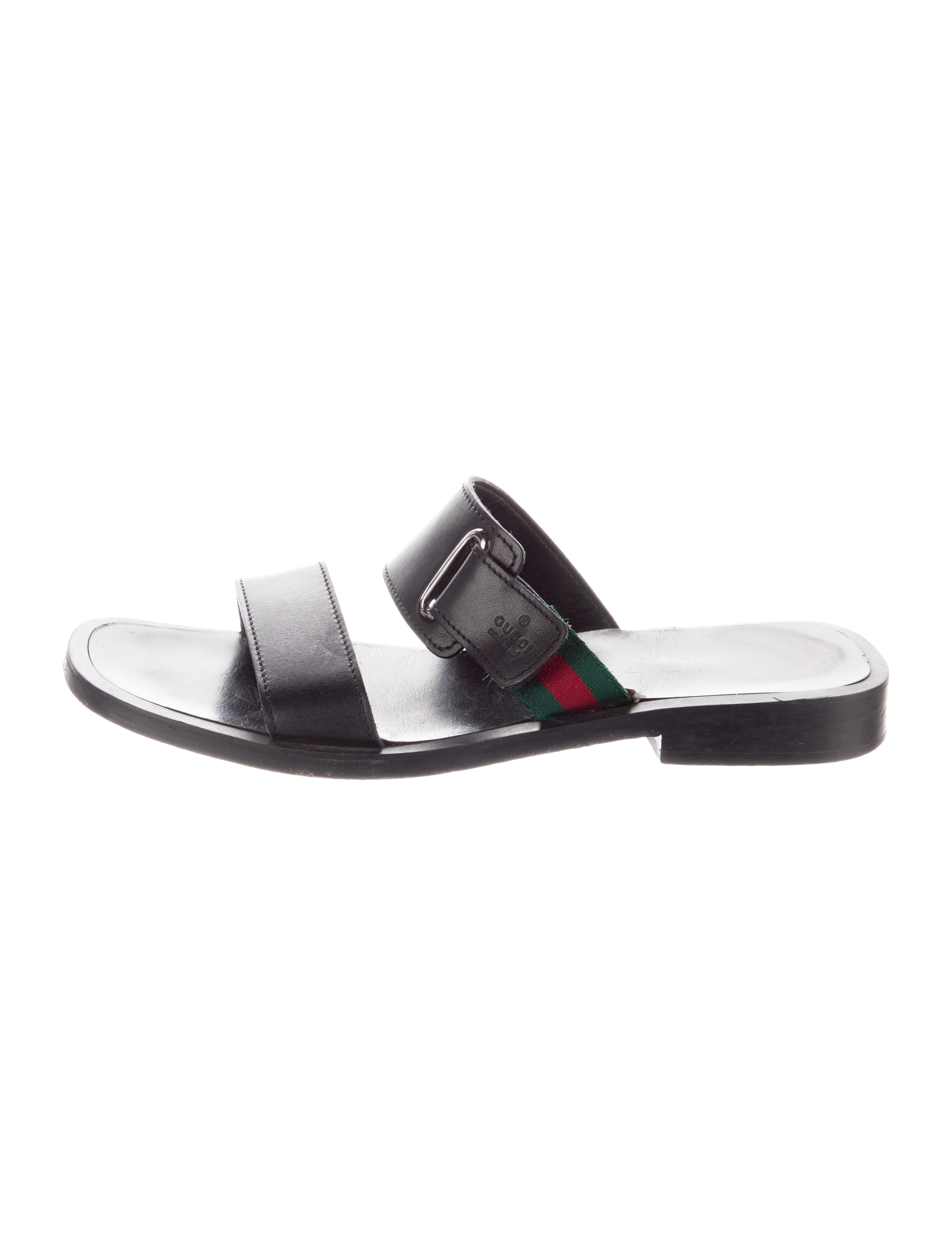 Gucci Leather Colorblock Pattern Slides Black Sandals, Shoes GUC1114960 The RealReal