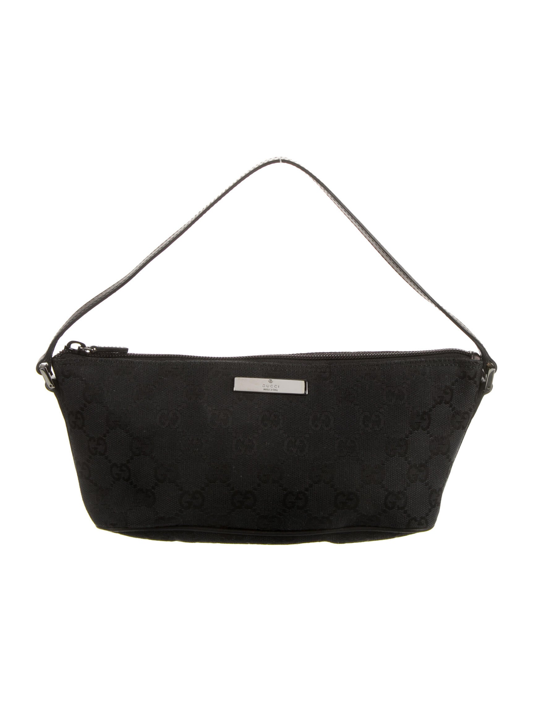 Gucci GG Canvas Boat Pochette Black Handle Bags, Handbags