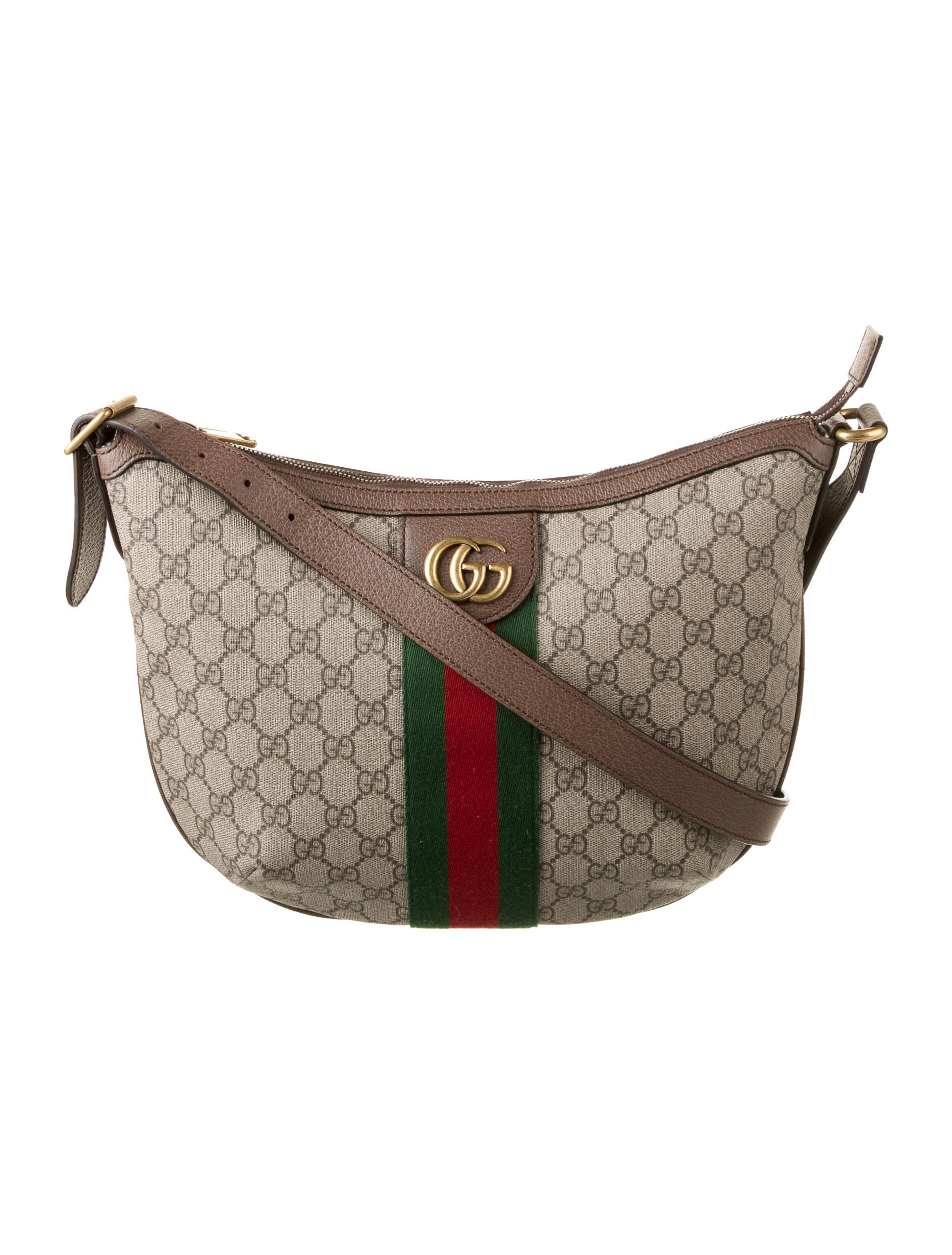 Gucci GG Supreme Monogram Web Small Ophidia Half Moon Hobo