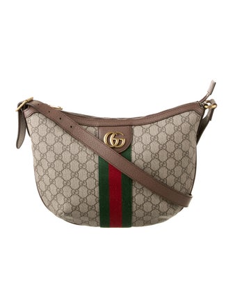 Gucci GG Supreme Monogram Web Small Ophidia Half Moon Hobo