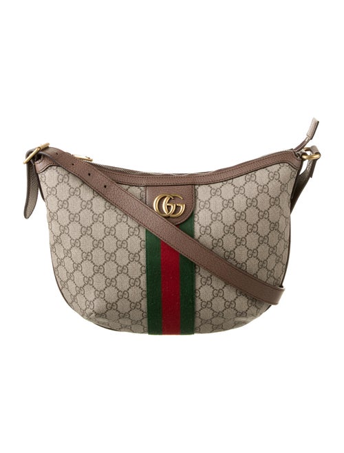 Gucci GG Supreme Monogram Web Small Ophidia Half Moon Hobo