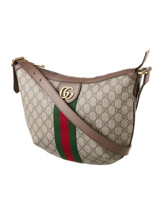Gucci GG Supreme Monogram Web Small Ophidia Half Moon Hobo