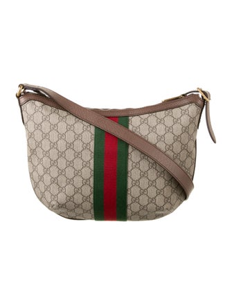 Gucci GG Supreme Monogram Web Small Ophidia Half Moon Hobo
