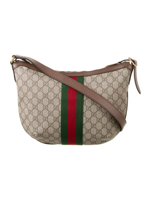 Gucci GG Supreme Monogram Web Small Ophidia Half Moon Hobo