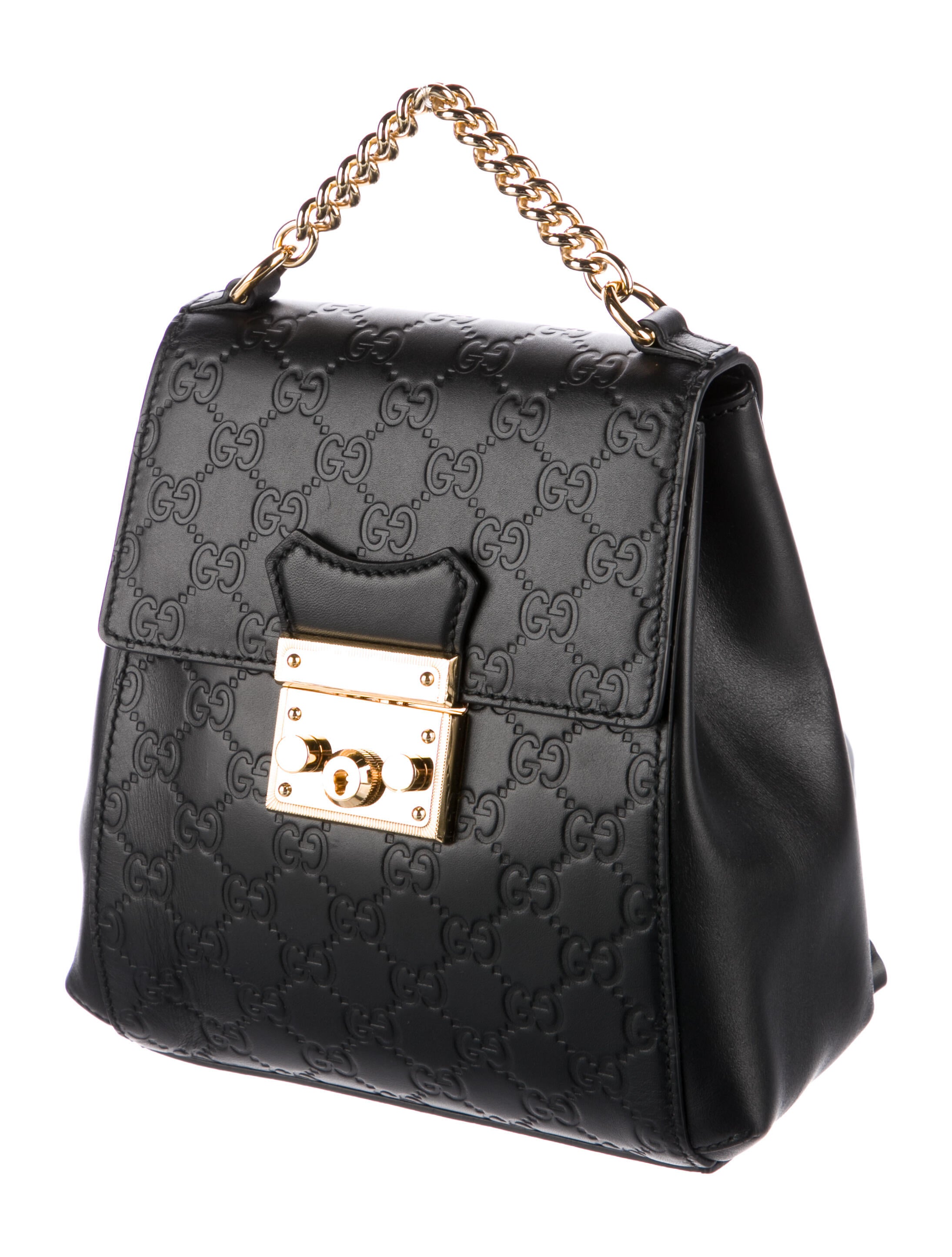 Gucci Guccissima Padlock Backpack Black Backpacks, Handbags