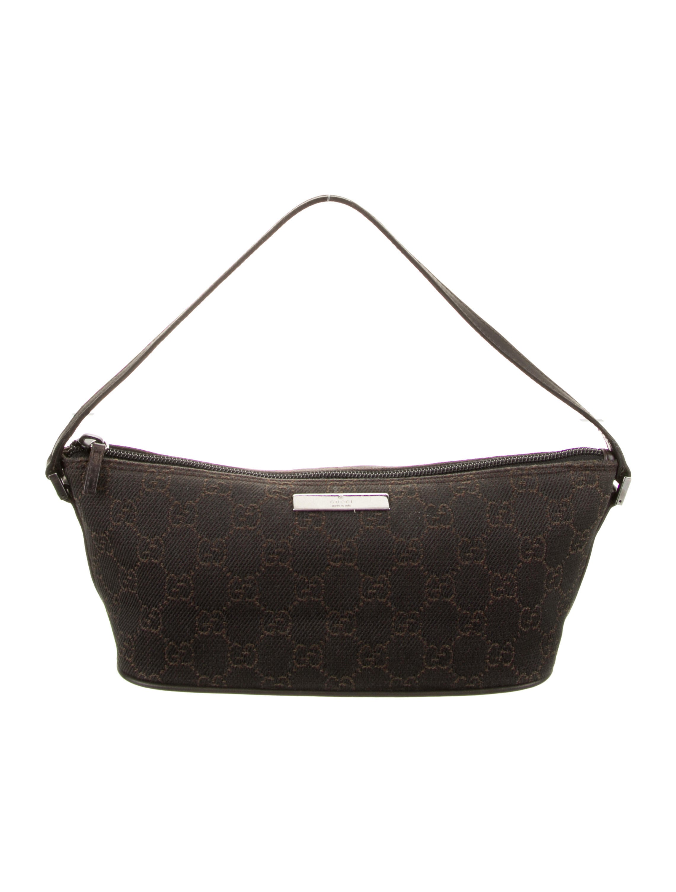 Gucci GG Canvas Boat Pochette Brown Handle Bags, Handbags