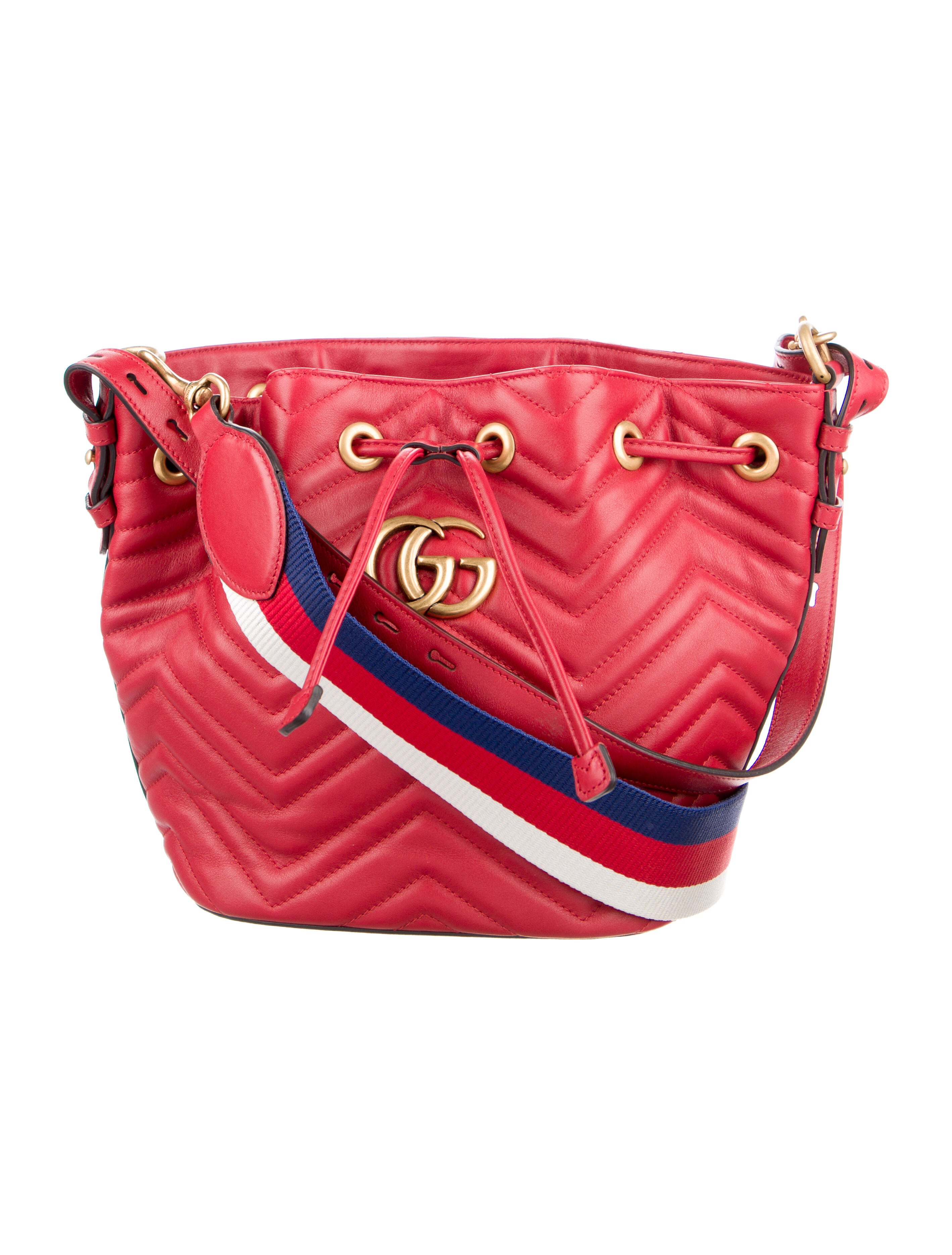 Gucci GG Marmont Matelassé Bucket Bag Red Bucket Bags, Handbags GUC1129653 The RealReal