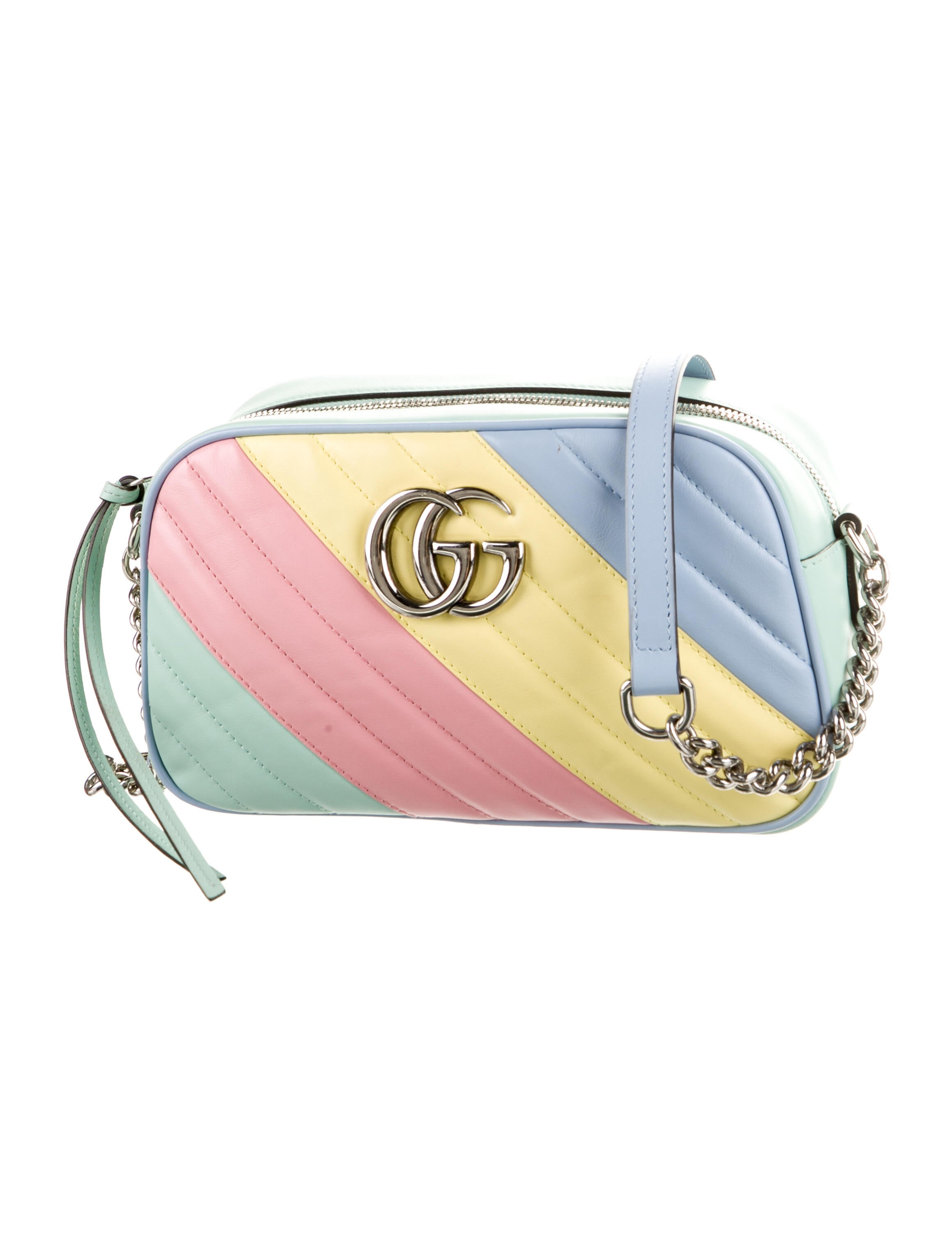 Gucci Matelasse Diagonal Small GG Marmont Chain Crossbody Bag ...