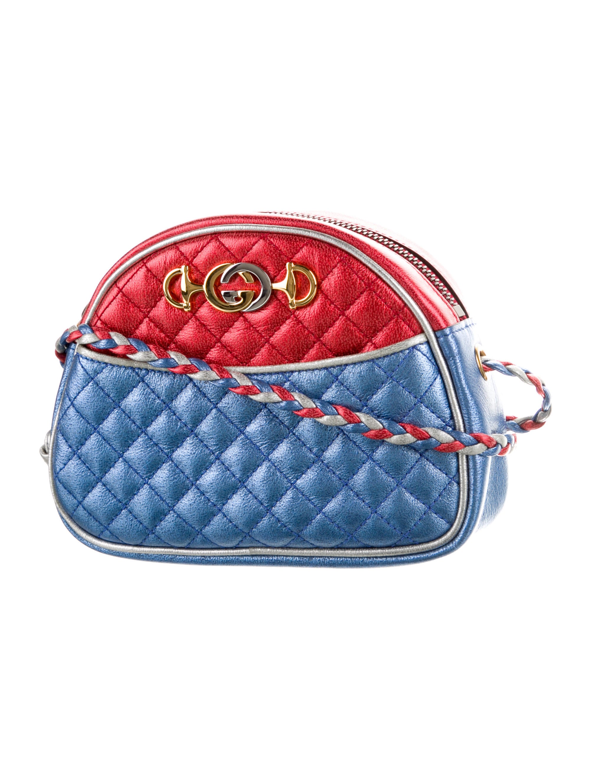 Gucci Mini Trapuntata Zumi Crossbody Bag Blue Crossbody Bags