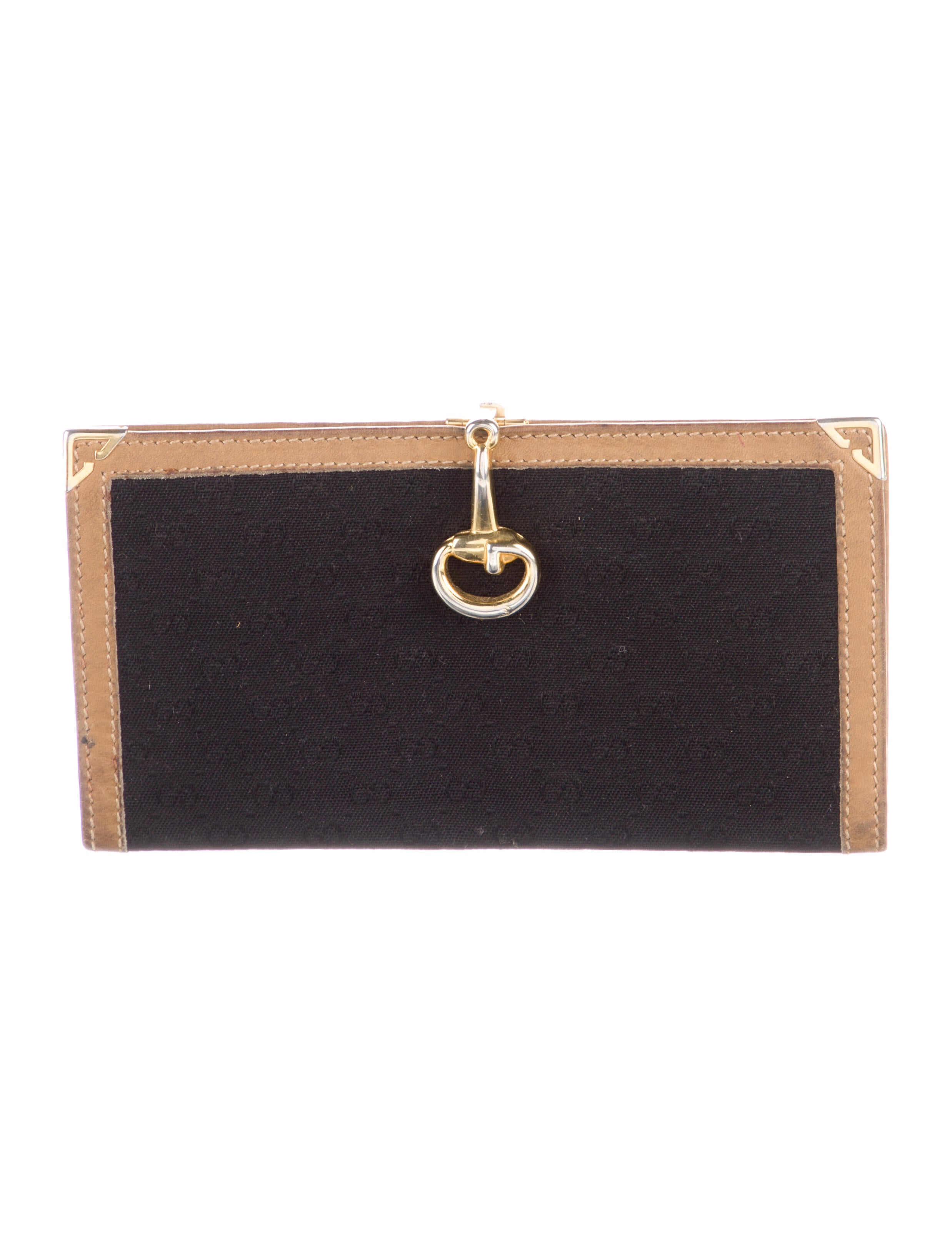 Gucci Hasler Horsebit Accent Canvas Bifold Wallet Black Wallets