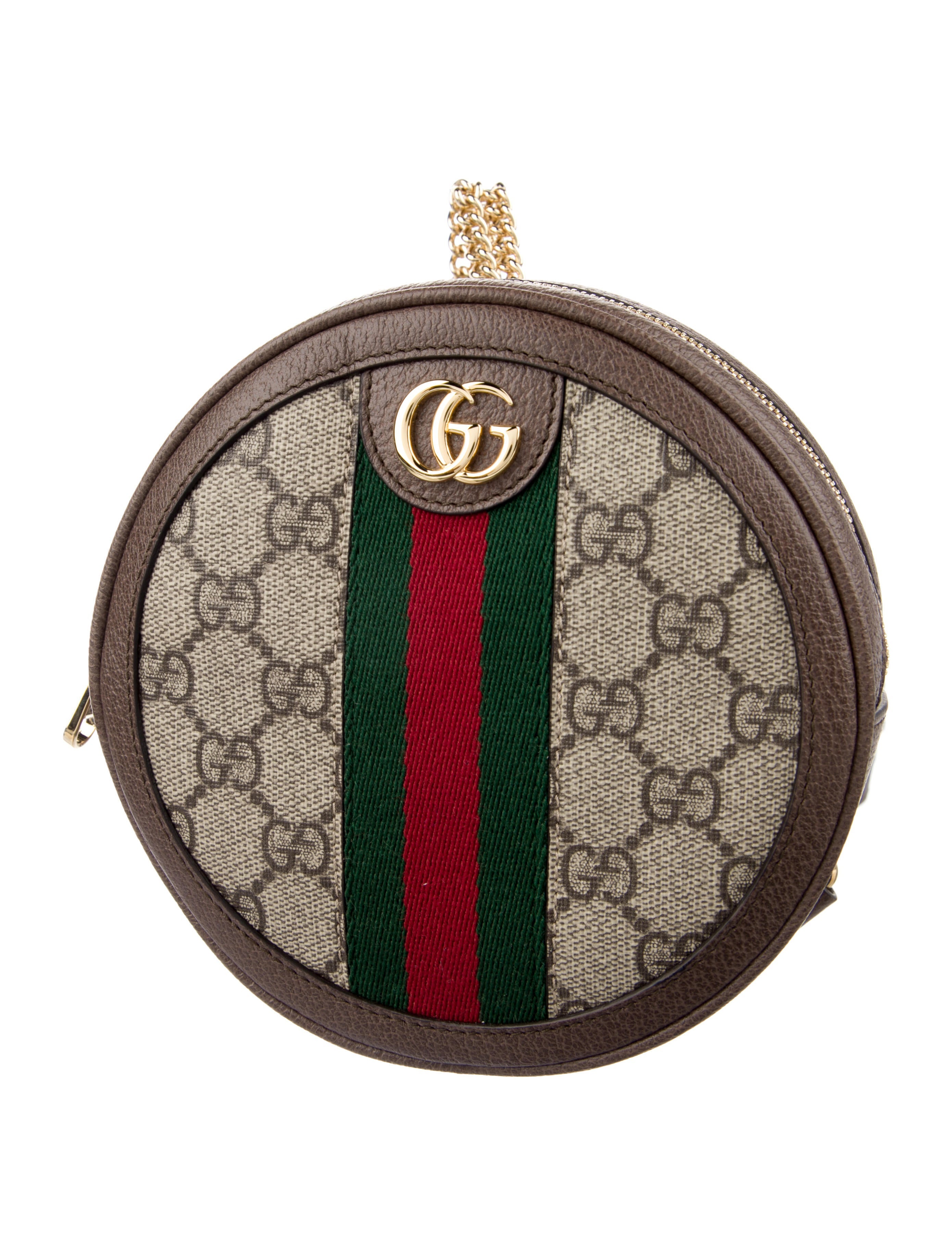 Gucci Mini GG Supreme Ophidia Round Crossbody Bag Brown Backpacks