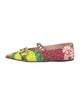 Gucci Leather Floral Print Mary Jane Flats