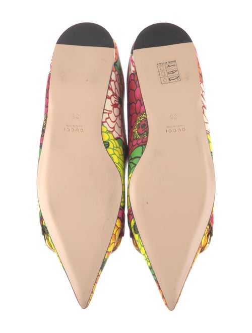 Gucci Leather Floral Print Mary Jane Flats