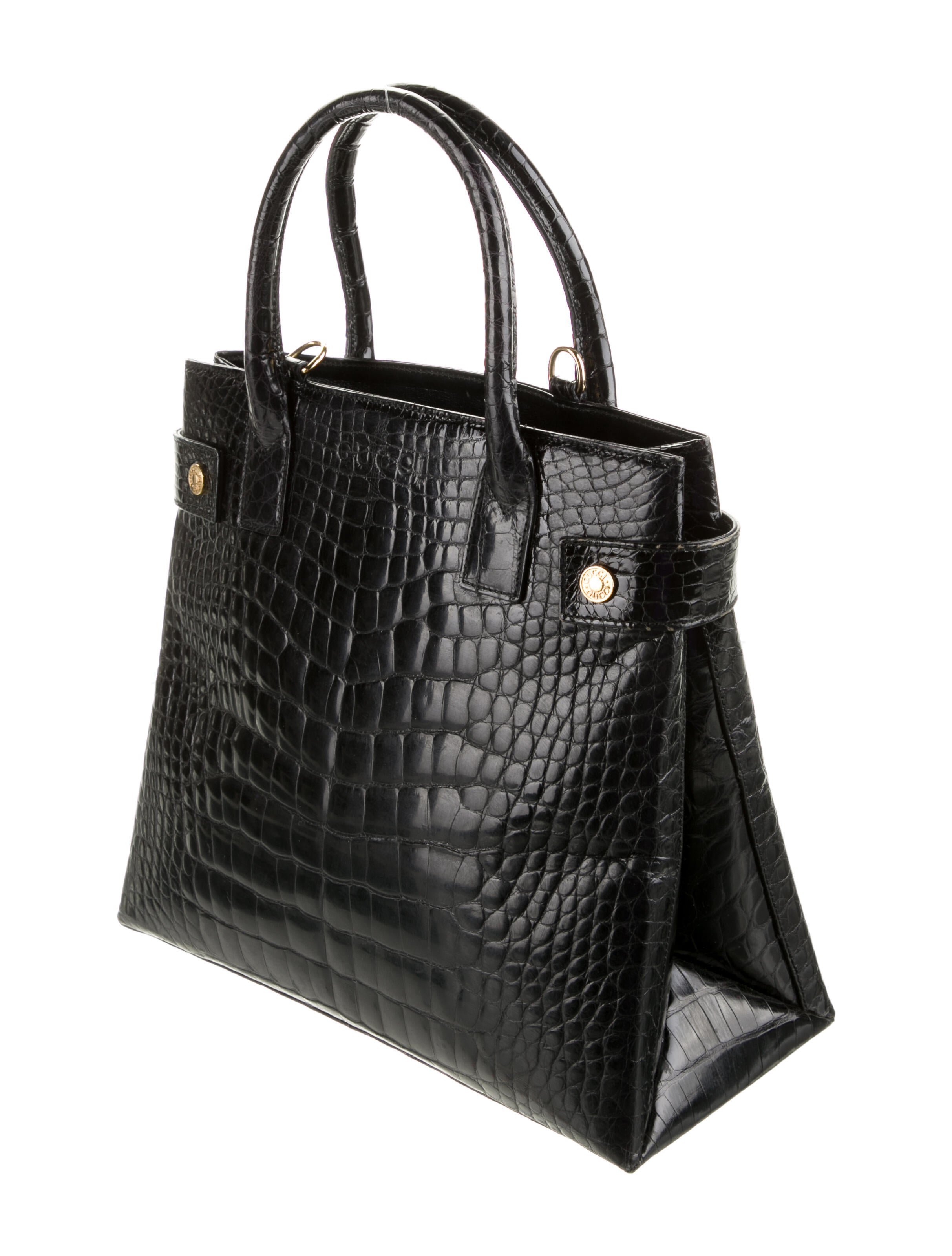 Gucci Vintage Crocodile Handle Bag Black Handle Bags, Handbags GUC1148962 The RealReal