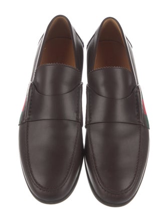 Gucci Web Accent Leather Loafers