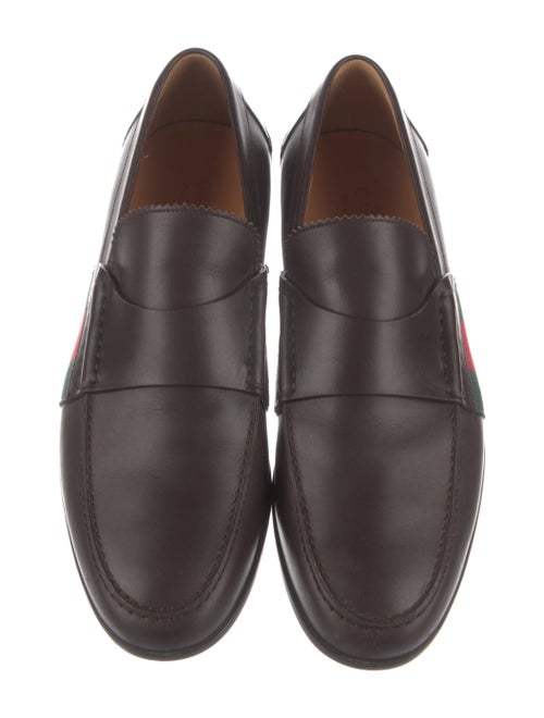 Gucci Web Accent Leather Loafers