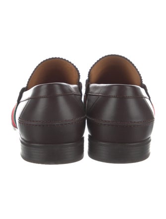 Gucci Web Accent Leather Loafers