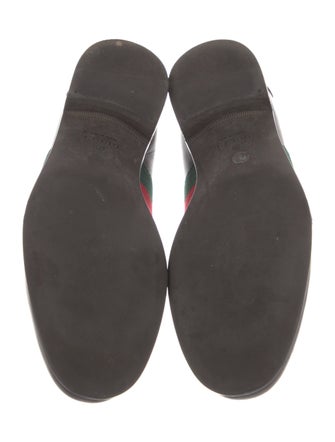 Gucci Web Accent Leather Loafers