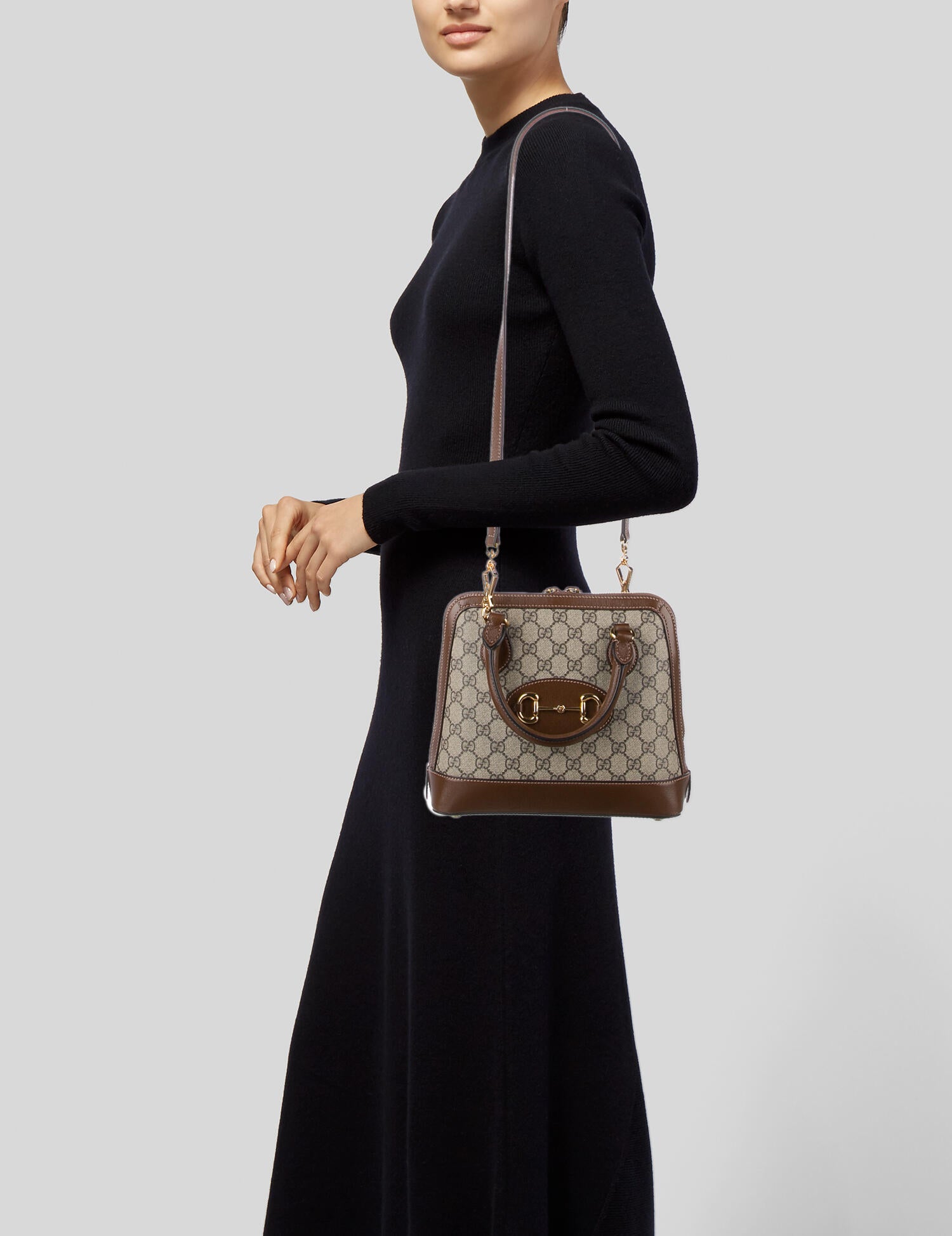 Gucci Small Horsebit 1955 Top Handle Bag Brown Crossbody Bags