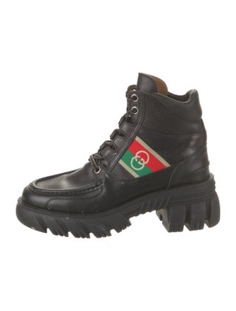 Gucci Quebec Web Accent Hiking Boots