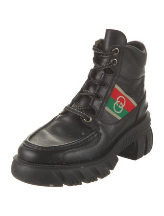 Gucci Quebec Web Accent Hiking Boots