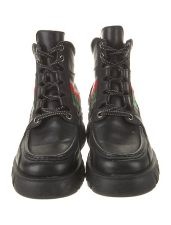 Gucci Quebec Web Accent Hiking Boots