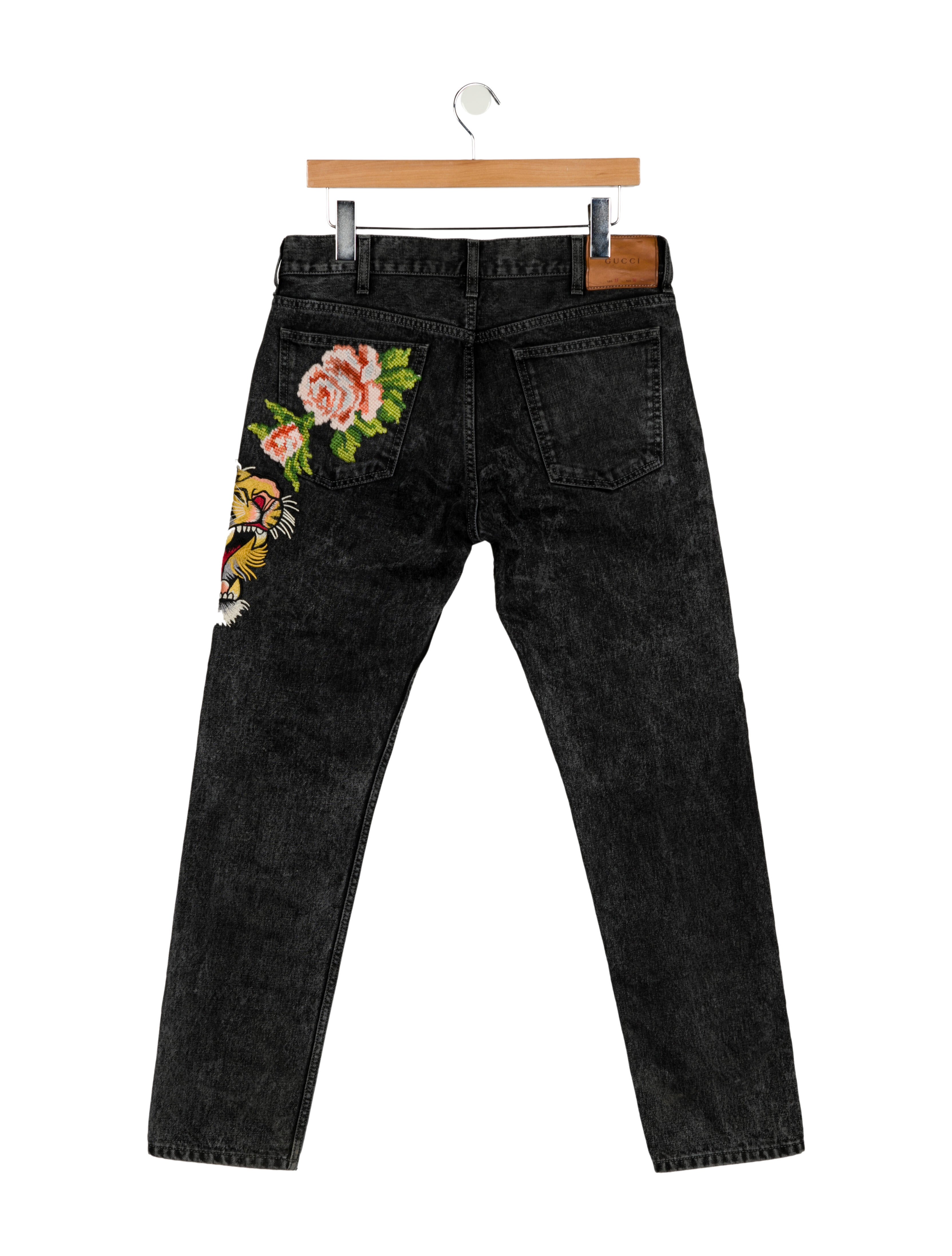 Gucci Tiger Head Accent Skinny Jeans - Black, 10.5