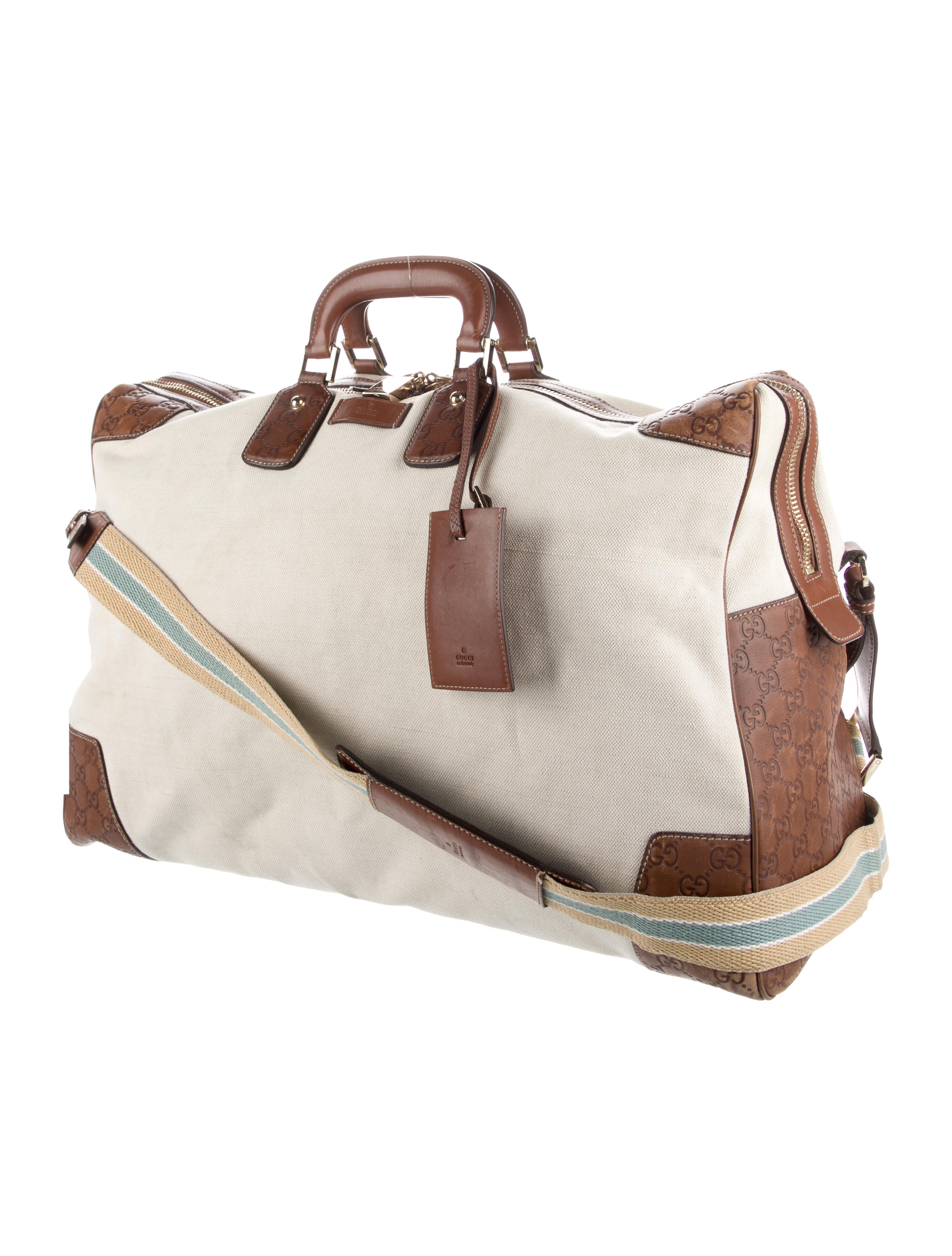 Gucci Vintage Canvas Travel Bag Brown Weekenders, Bags GUC1175047 The RealReal