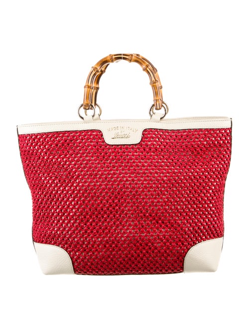 Gucci Medium Straw Bamboo Shopper Tote