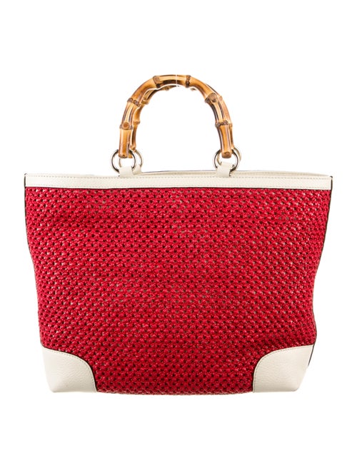 Gucci Medium Straw Bamboo Shopper Tote