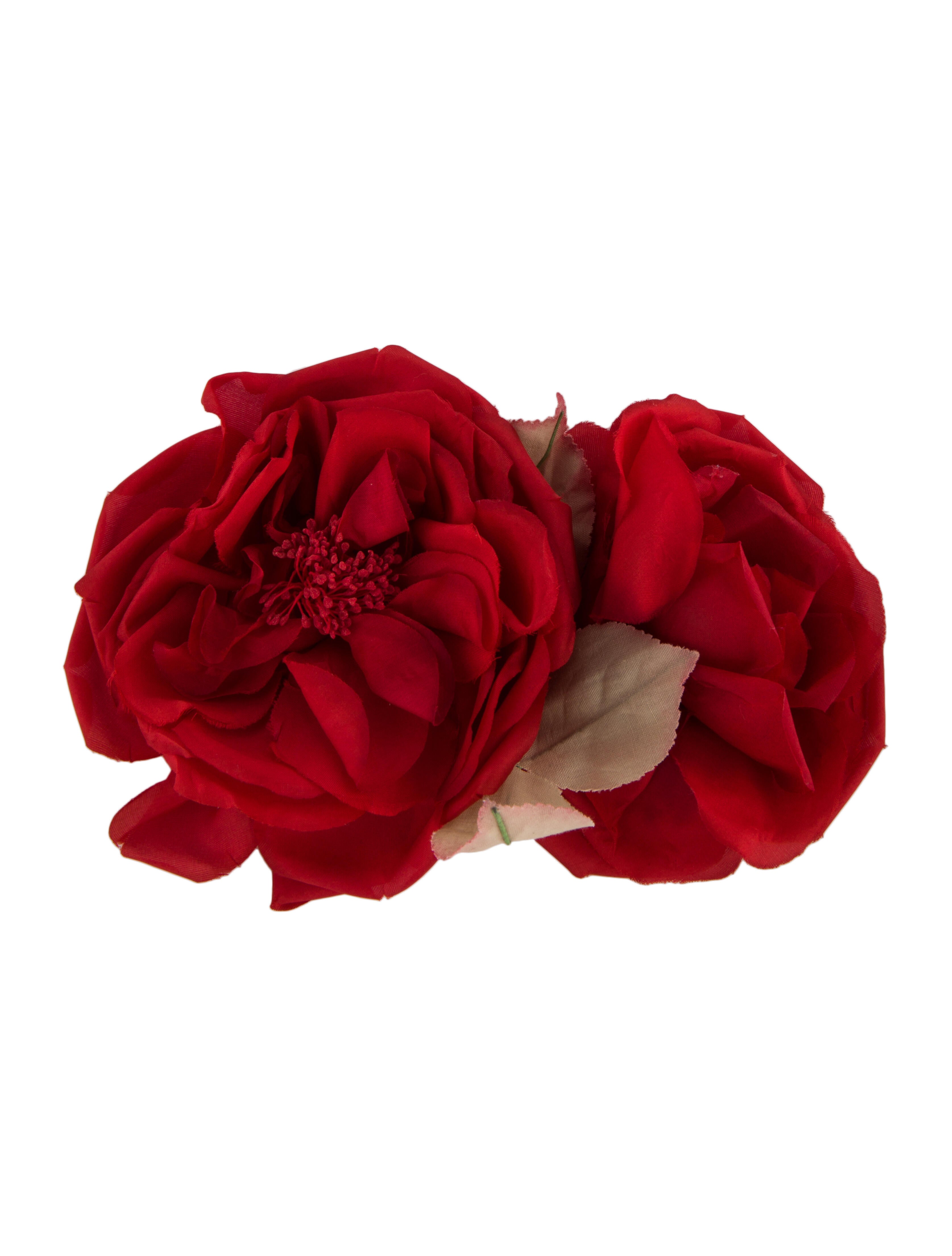 Gucci Silk Double Flower Brooch Neutrals, SilverTone Metal Pin