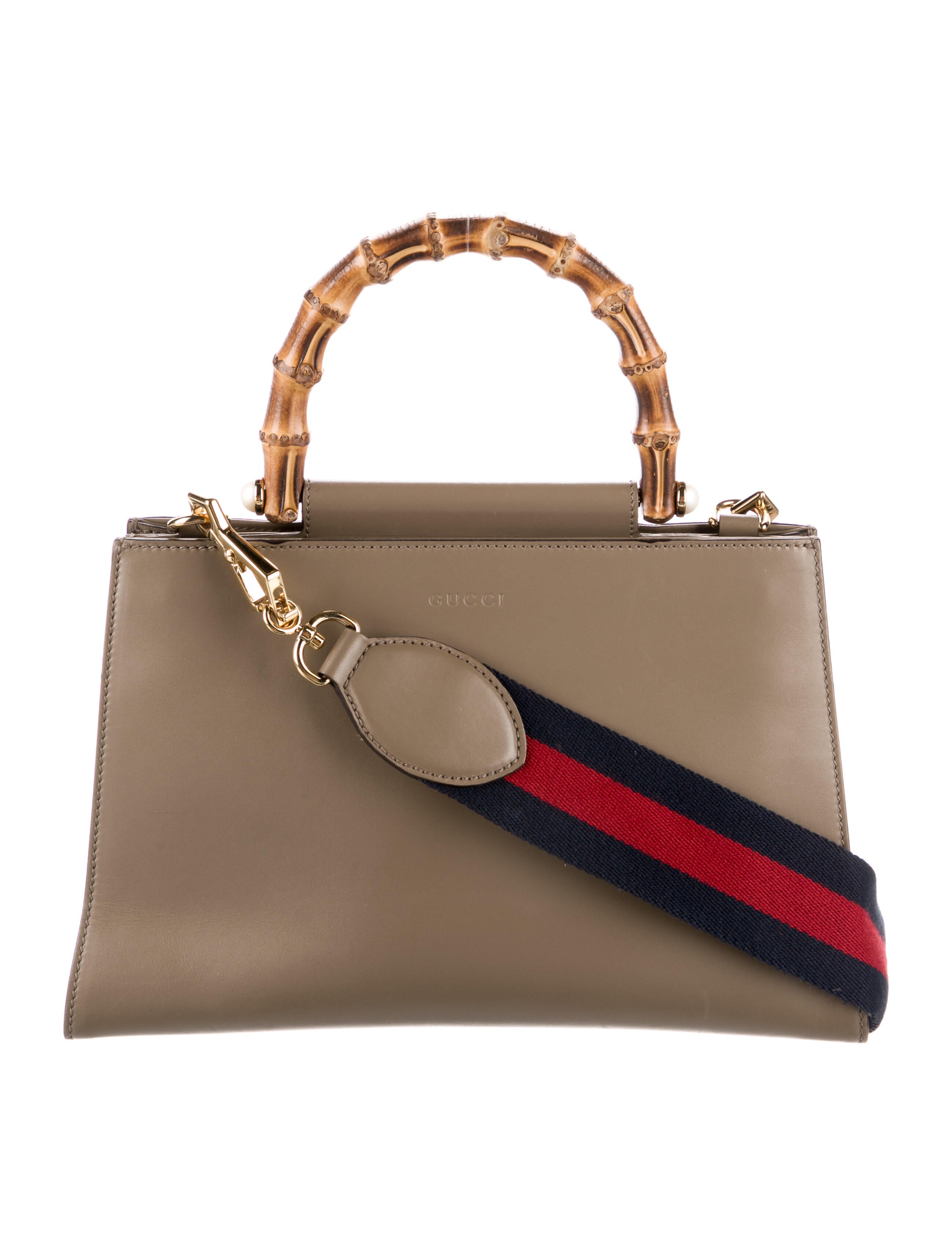Gucci Small Nymphaea Bamboo Top Handle Bag Neutrals Handle Bags