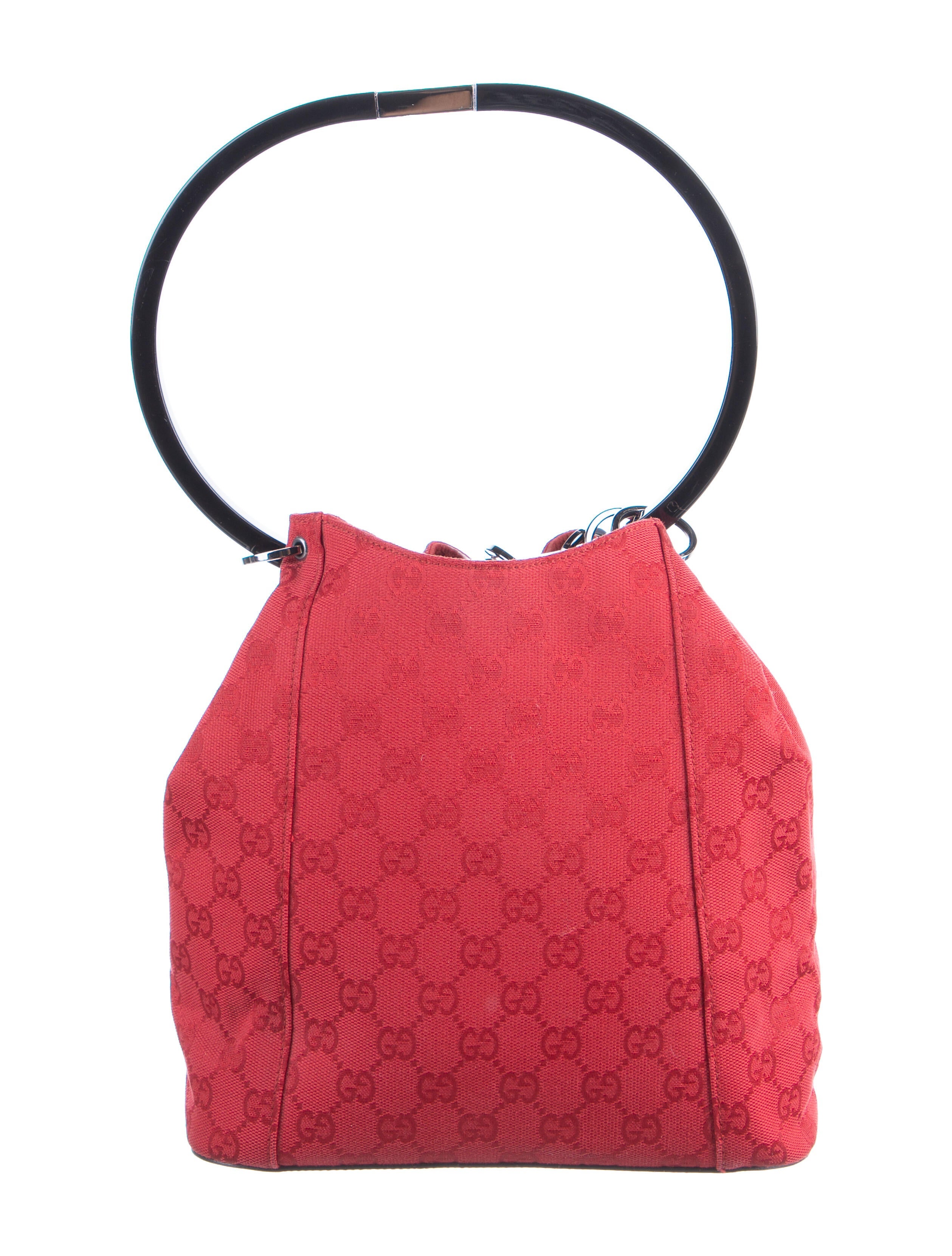 Gucci GG Canvas Acrylic Ring Bucket Bag Red Bucket Bags, Handbags GUC1203126 The RealReal
