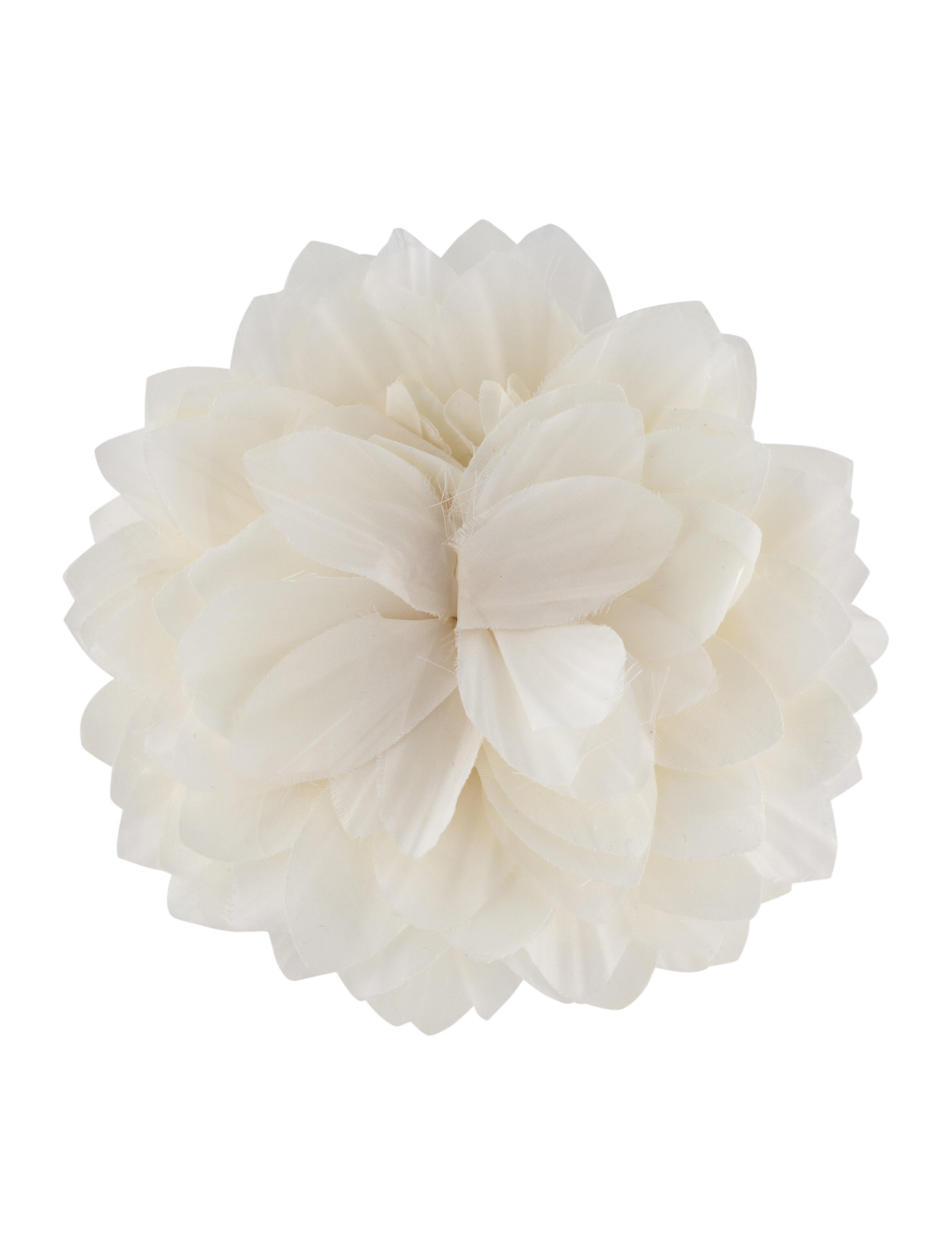 Gucci Silk & Cotton Flower Brooch GoldTone Metal Pin, Brooches