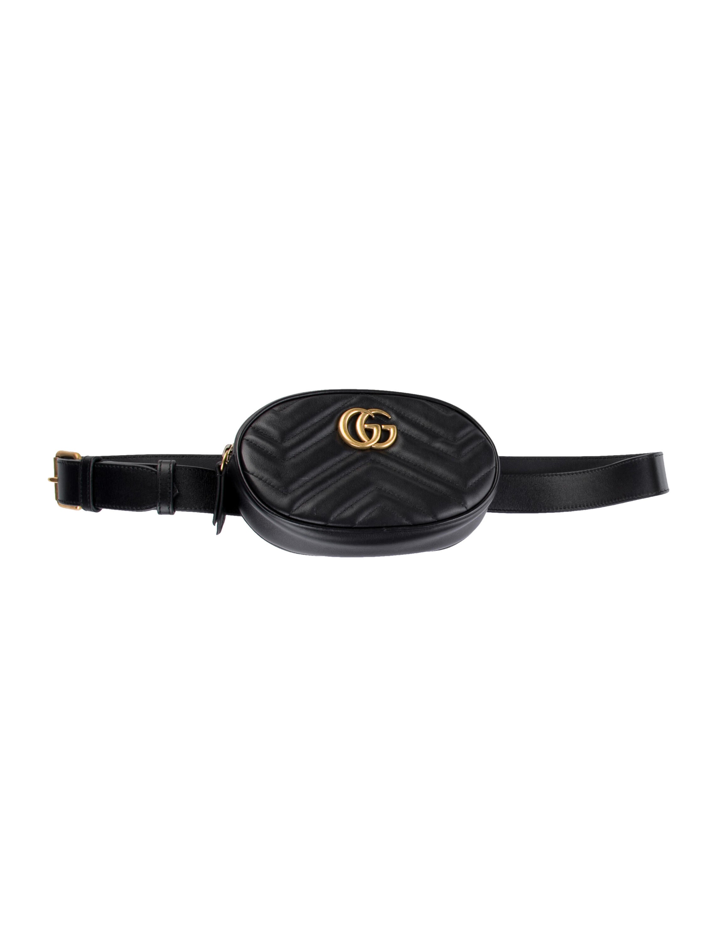 Gucci Marmont Matelasse Belt Bag Black Waist Bags, Handbags