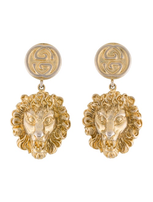 Gucci Lion Head Drop Earrings