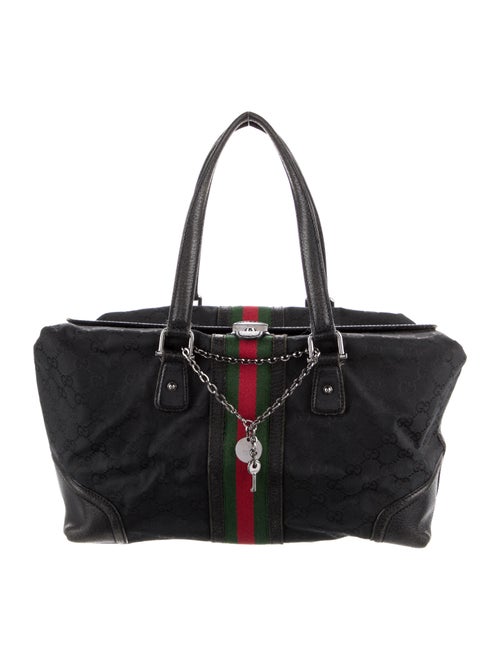 Gucci GG Canvas Web Treasure Boston Handle Bag